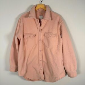 Joie Dusty Pink Full Button Up Down Thick‎ Comfy Shacket Jacket Blush Size Large